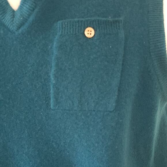 Gap 100% Lambswool Teal Geen Knit Sweater Vest Women's Large with Pocket Vintage - Picture 3 of 8